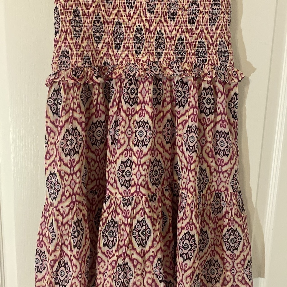 NWT Elan | Ikat Print Ruffle Sleeve Dress 100% Cotton | Lavender |  Small - Picture 6 of 7